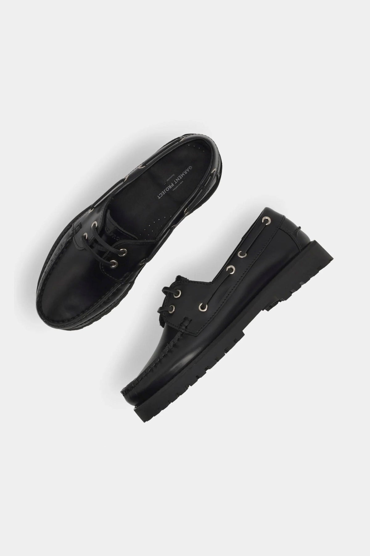GARMENT PROJECT - OLLIE BOAT SHOE - MAN - BLACK LEATHER