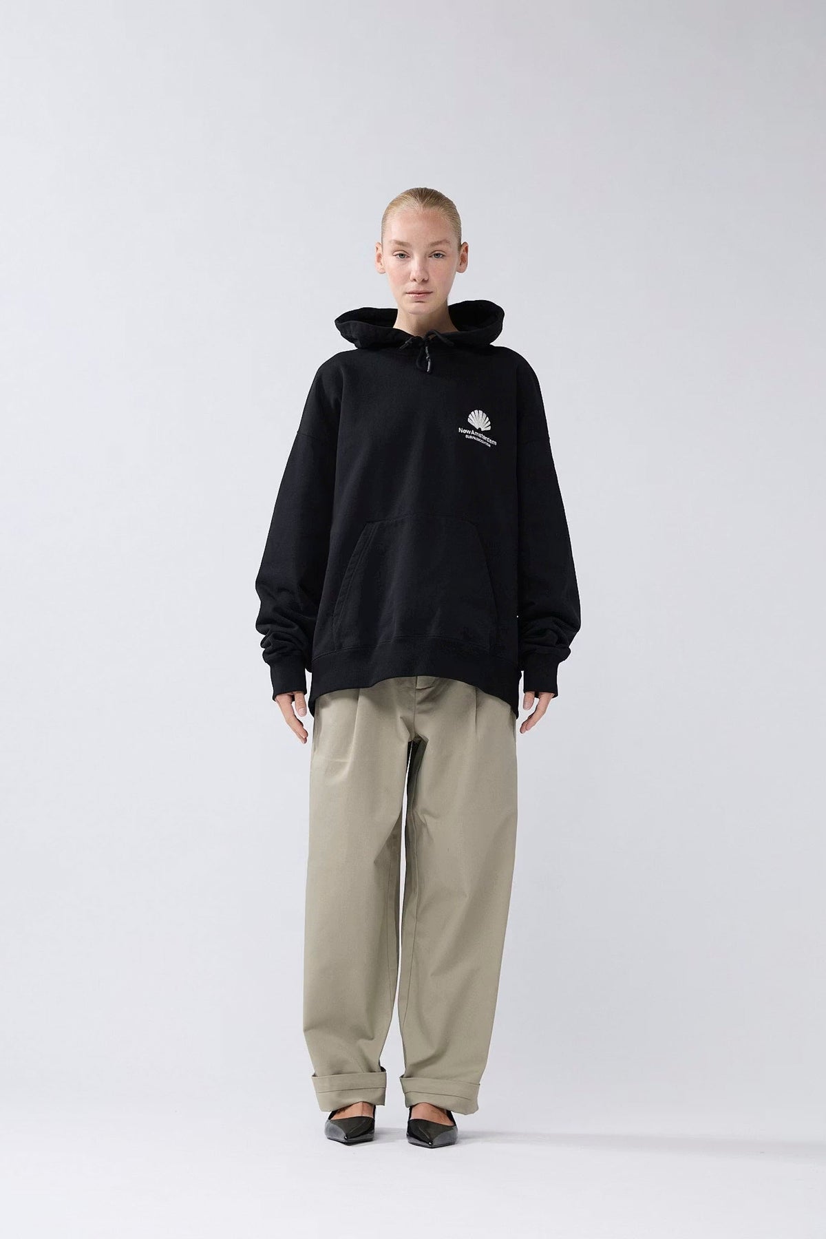 NEW AMSTERDAM SURF ASSOCIATION - LOGO HOODIE - BLACK/WHITE