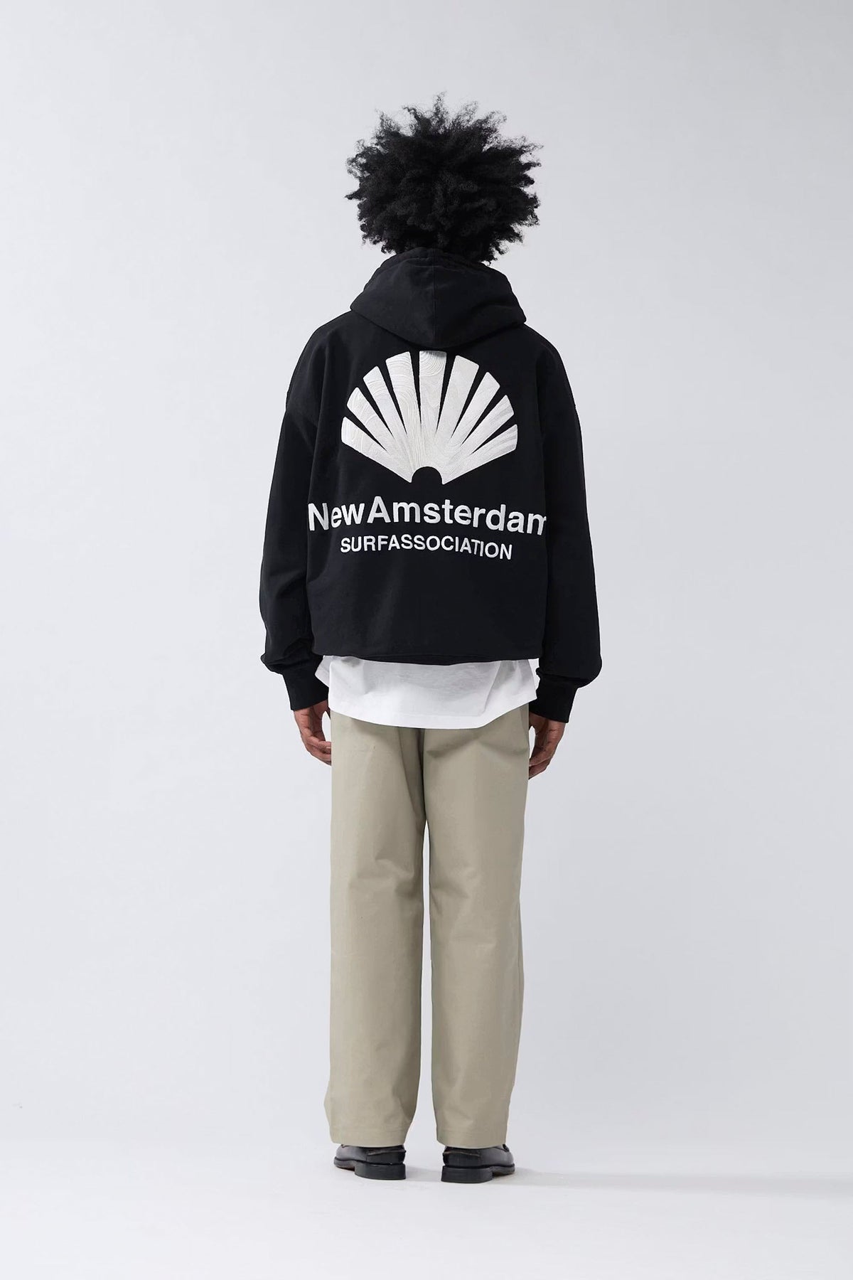 NEW AMSTERDAM SURF ASSOCIATION - LOGO HOODIE - BLACK/WHITE