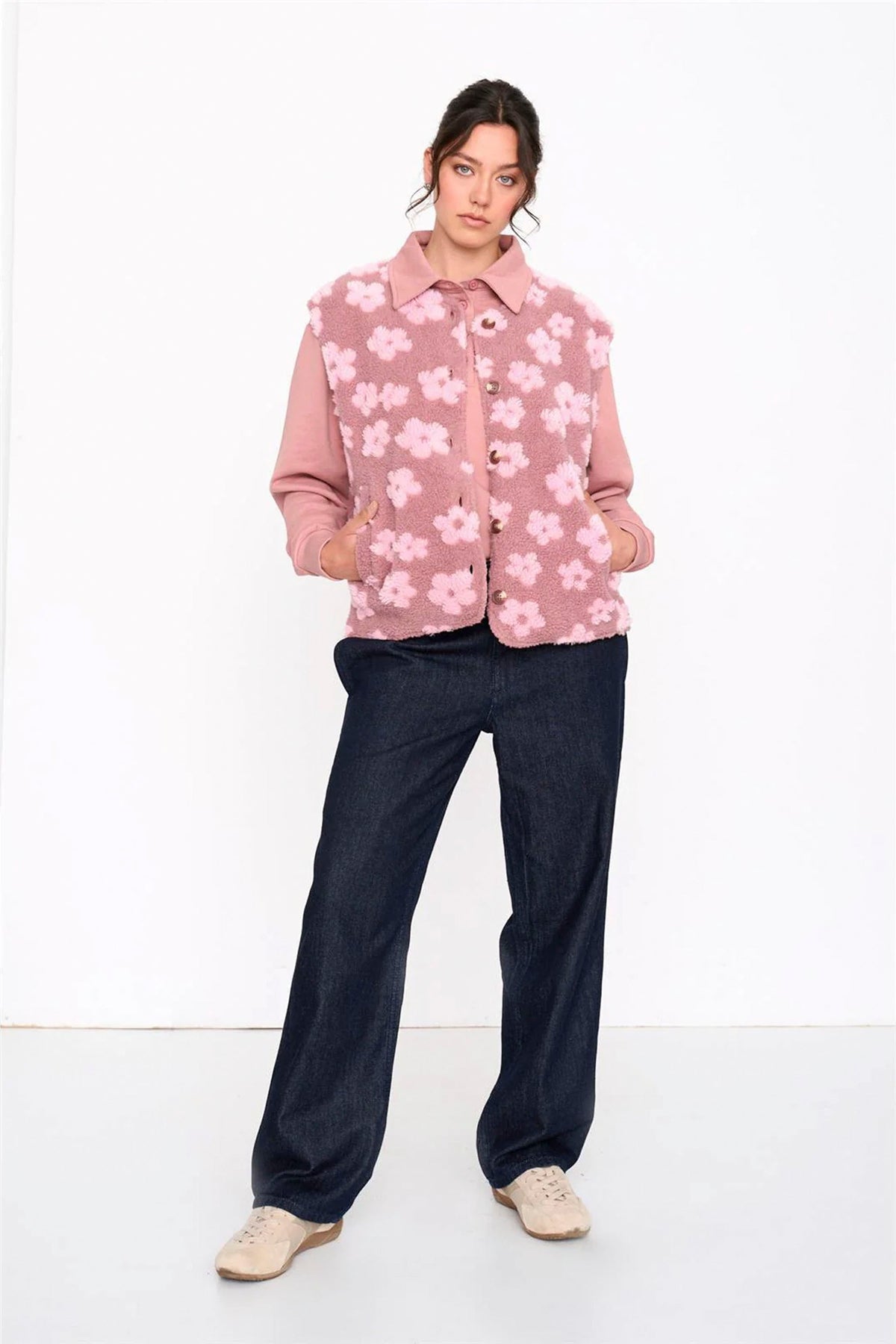 24COLOURS - FLOWERS VEST - ROSE